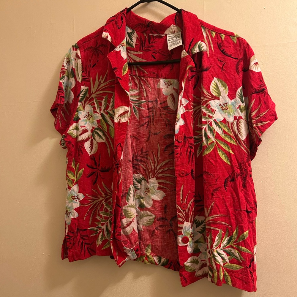 Vintage Red Floral Hawaiian Shirt